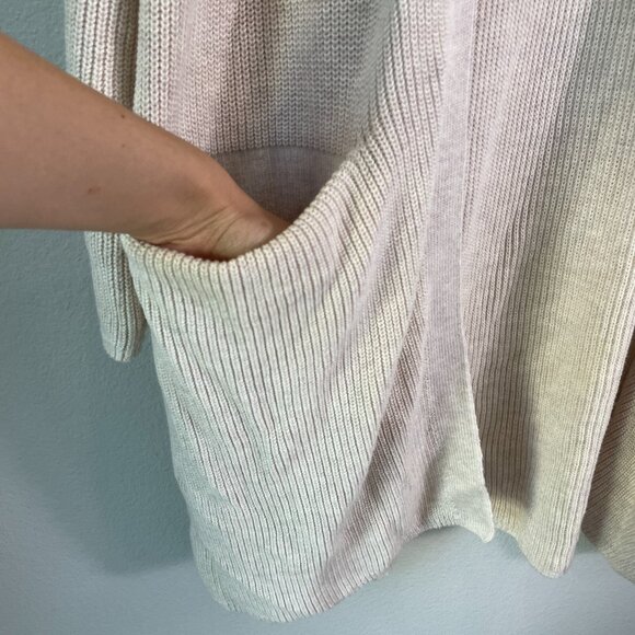 NEW Old Navy Womens XL Tan Open Knit Cardigan Sweater Pockets Mid Length - Picture 7 of 11